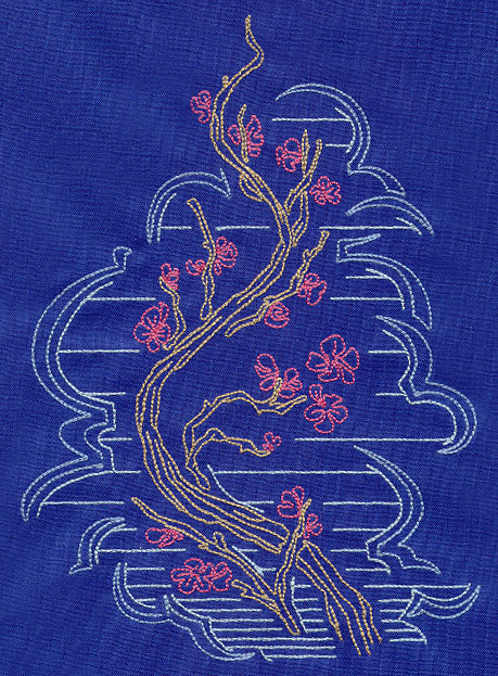 Sashiko Style Cherry Blossoms