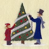 Christmas Villagers Decorating Tree