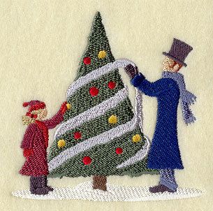 Christmas Villagers Decorating Tree