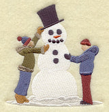 Christmas Villagers Build a Snowman