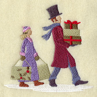 Christmas Villagers Carry Gifts