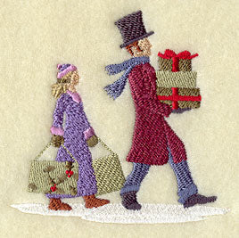 Christmas Villagers Carry Gifts