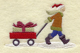 Christmas Villager Pulls a Wagon