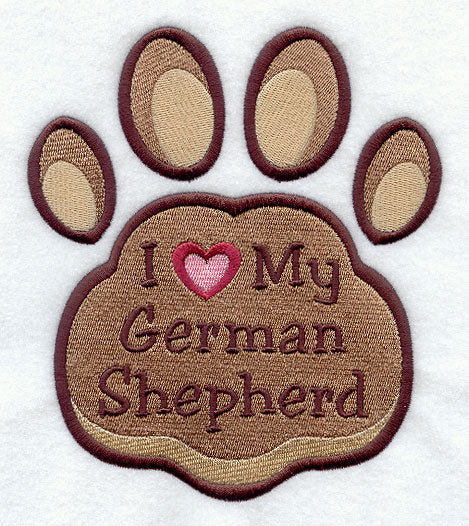 I Love My German Shepherd Pawprint