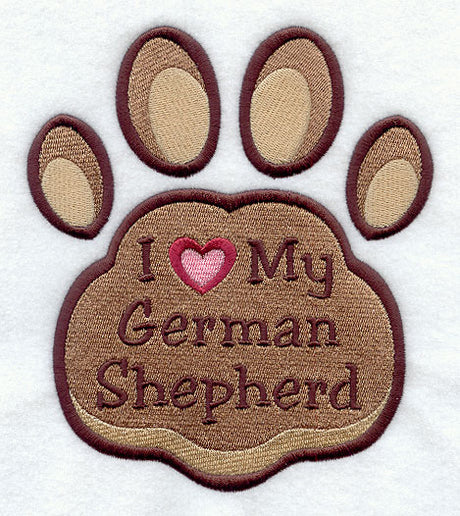 I Love My German Shepherd Pawprint