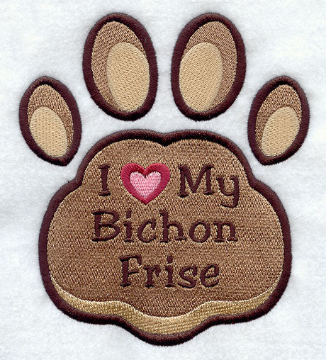 I Love My Bichon Frise Pawprint