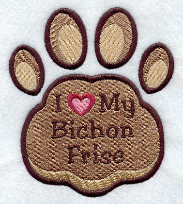 I Love My Bichon Frise Pawprint