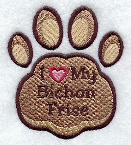 I Love My Bichon Frise Pawprint