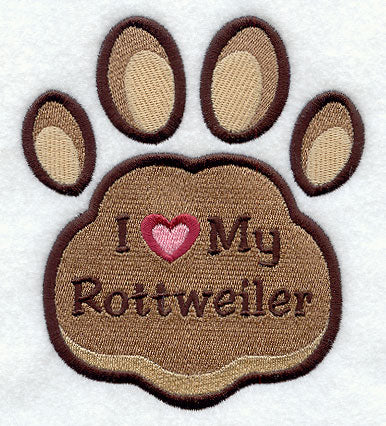 I Love My Rottweiler Pawprint