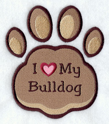 I Love My Bulldog Pawprint