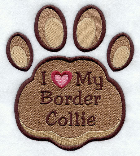 I Love My Border Collie Pawprint