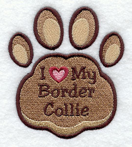 I Love My Border Collie Pawprint