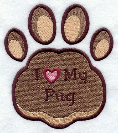 I Love My Pug Pawprint