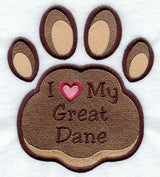 I Love My Great Dane Pawprint