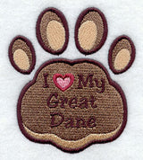 I Love My Great Dane Pawprint
