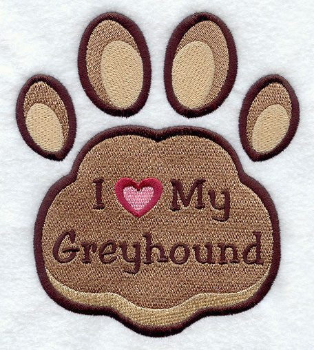 I Love My Greyhound Pawprint