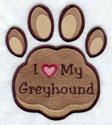 I Love My Greyhound Pawprint
