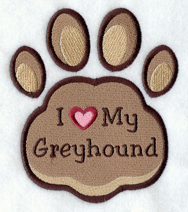 I Love My Greyhound Pawprint