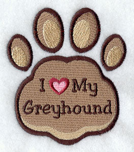 I Love My Greyhound Pawprint