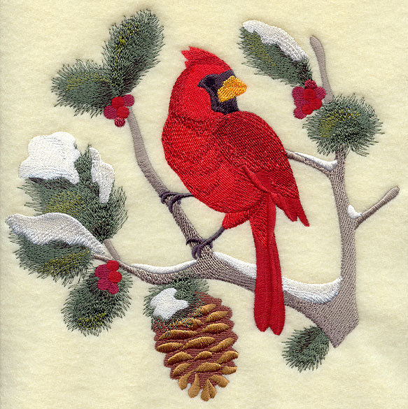 Cardinal in Boughs and Berries Circle