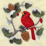 Cardinal in Boughs and Berries Square