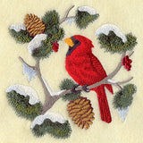 Cardinal in Boughs and Berries Square