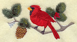 Cardinal in Boughs and Berries Border