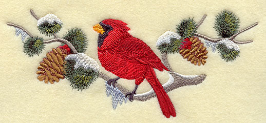 Cardinal in Boughs and Berries Spray