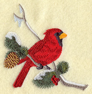 Cardinal in Boughs and Berries Corner