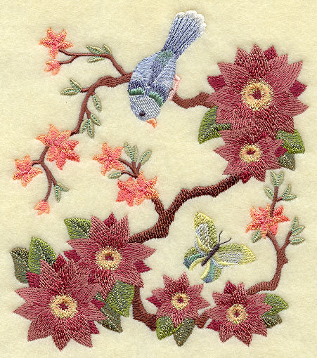 Chinoiserie Bird and Butterfly Scene