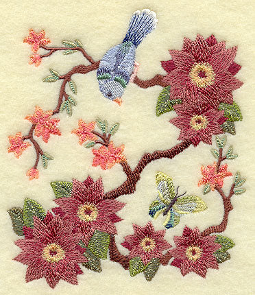 Chinoiserie Bird and Butterfly Scene