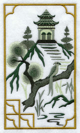 Chinoiserie Mountain Pagoda Panel