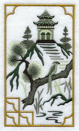 Chinoiserie Mountain Pagoda Panel