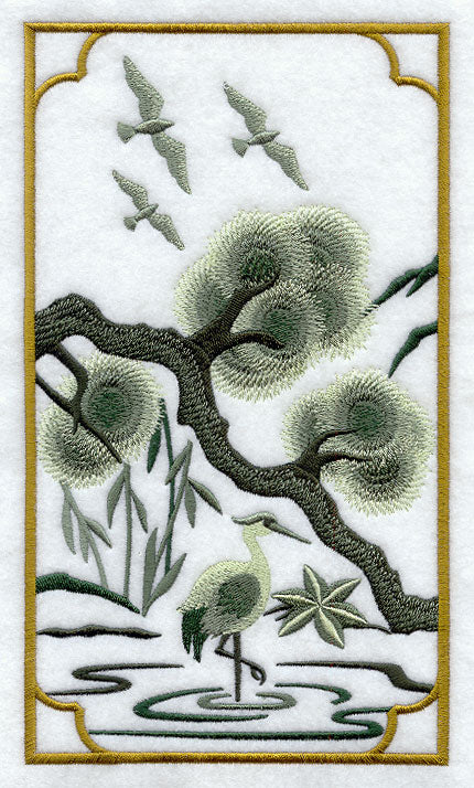 Chinoiserie Crane Panel