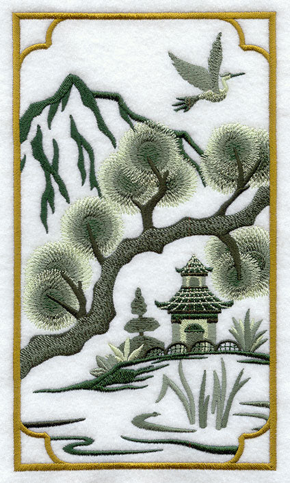 Chinoiserie River Pagoda Panel