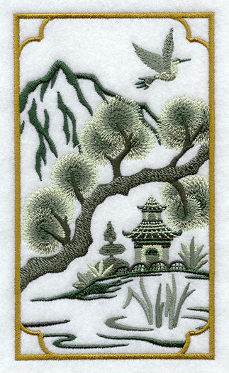 Chinoiserie River Pagoda Panel