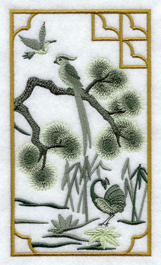 Chinoiserie Peacock Panel