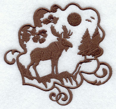Leaf with Moose Silhouette