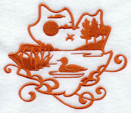 Leaf with Loon Silhouette