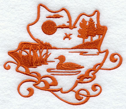 Leaf with Loon Silhouette