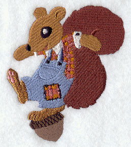 Squirrel in Bib Overalls
