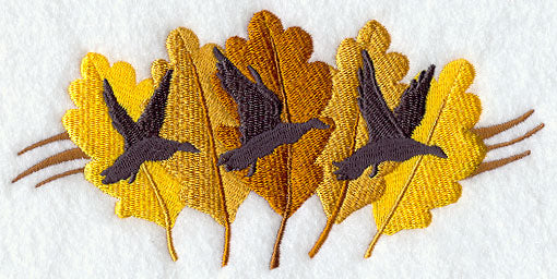 Duck Trio in Autumn Leaves