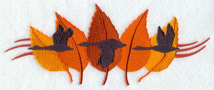 Geese Trio in Autumn Leaves