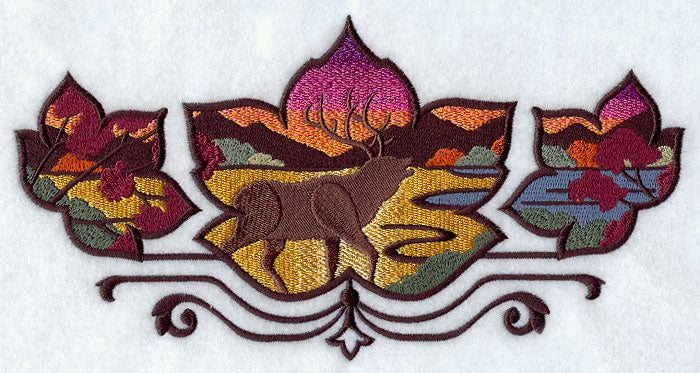 Elk in Autumn Leaves Scene