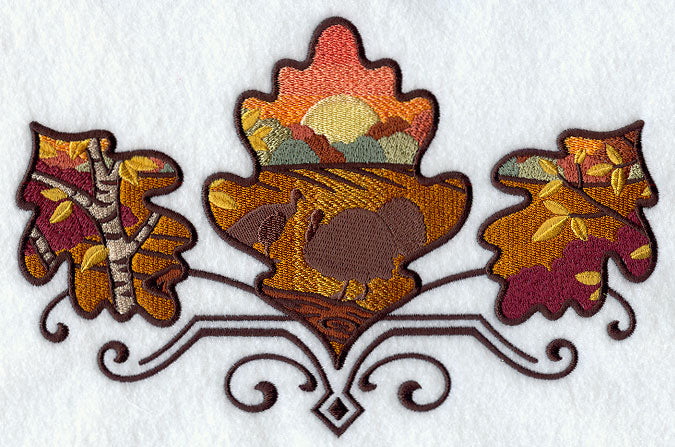 Turkey in Autumn Leaves Scene