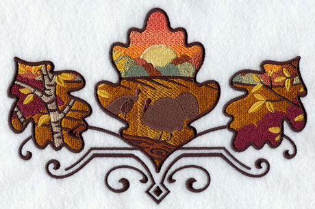 Turkey in Autumn Leaves Scene