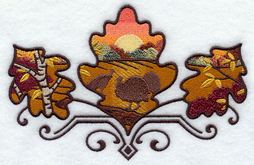 Turkey in Autumn Leaves Scene