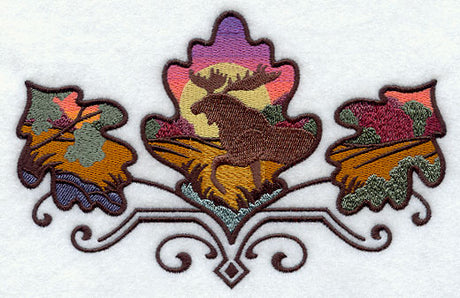 Moose in Autumn Leaves Scene