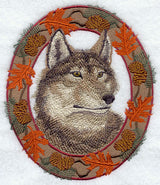 Wolf in Autumn Leaf Frame
