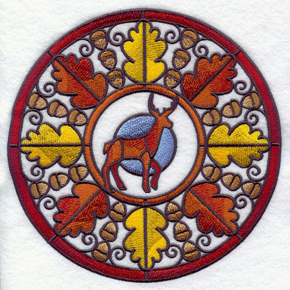 Deer in Autumn Stained Glass